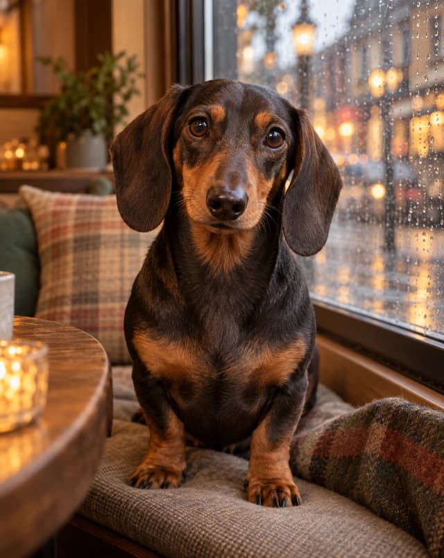Rainy café window